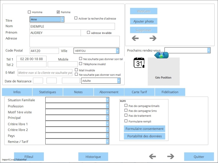 La fiche client