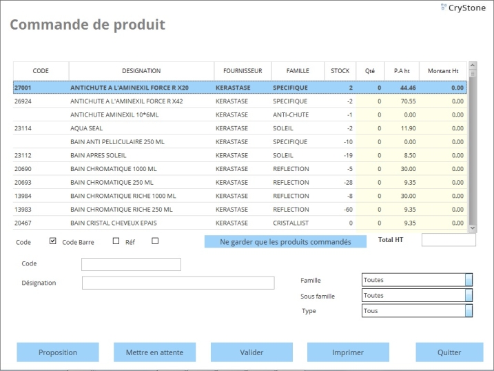 La saisie de commande