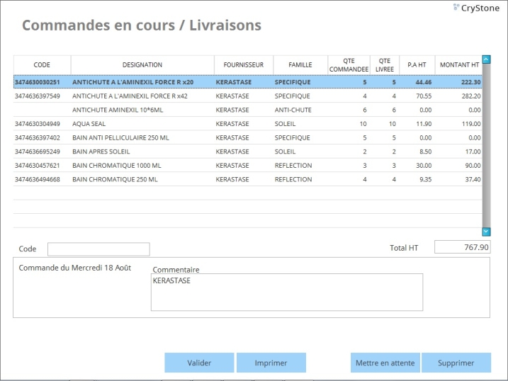 Les commandes en livraisons