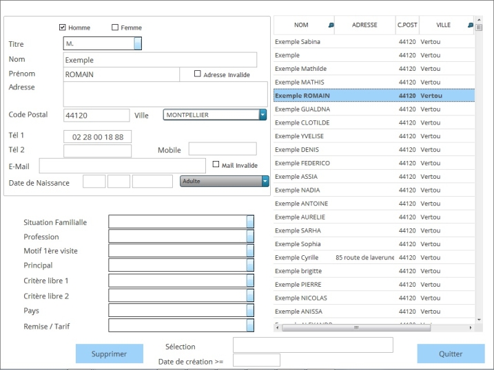 Controle du fichier clients