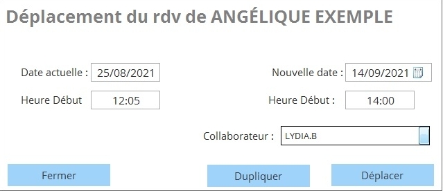 Déplacement de rdv