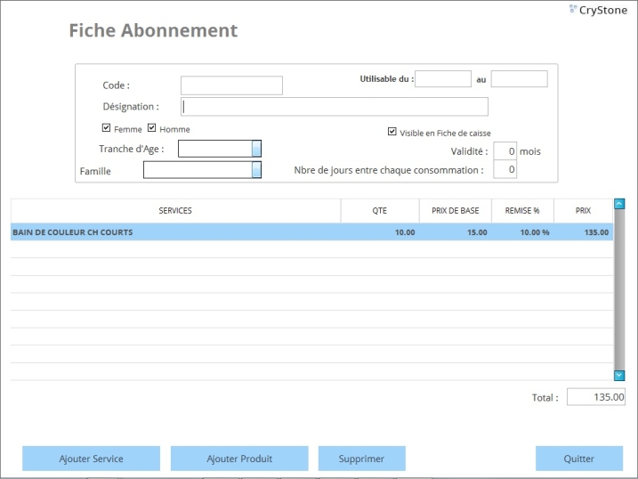 La fiche abonnement