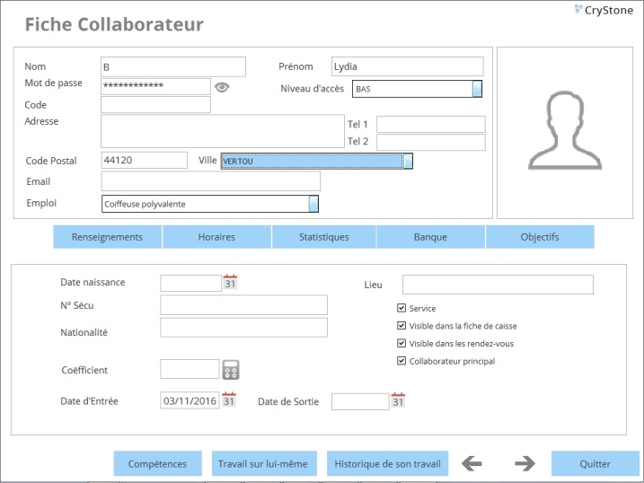 La fiche collaborateur