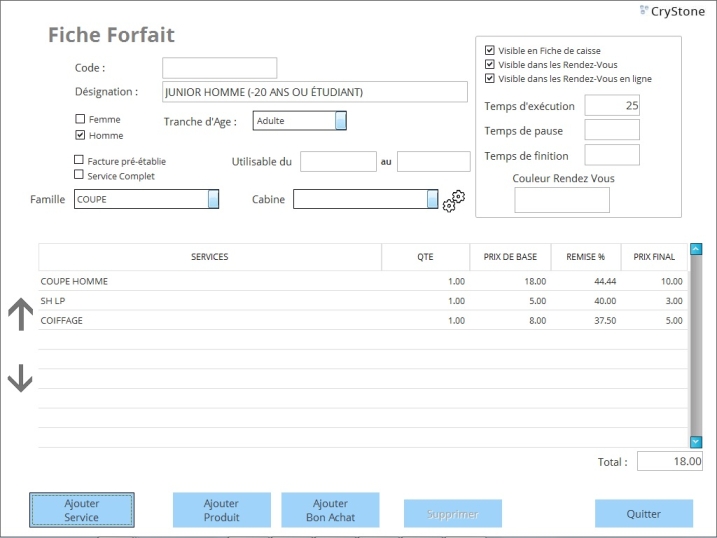 La fiche forfait