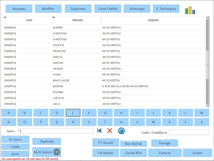 La liste des clients