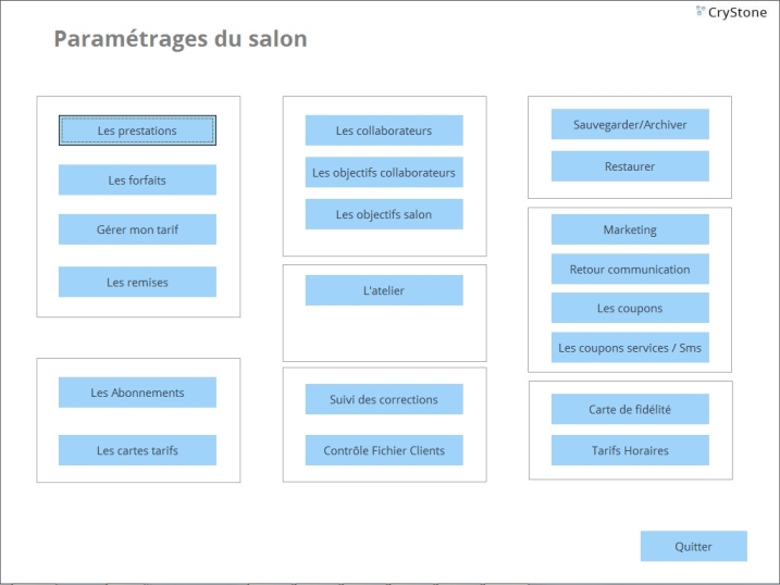 Ecran de parametrage